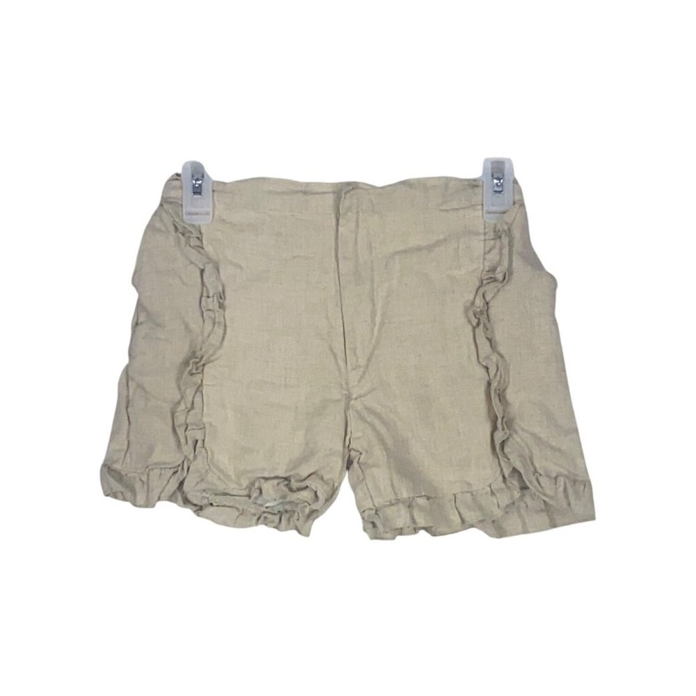 The Oaks Apparel Girls Ruffle Hem Shorts Beige‎ Size 8 Linen Blend